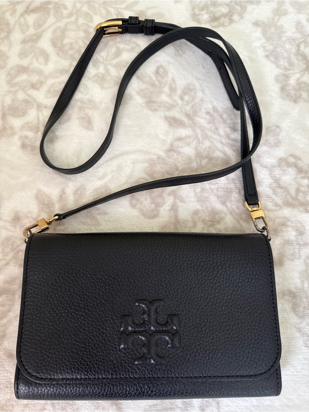 Tory Burch Thea  Crossbody Bag Black Pebbled leather